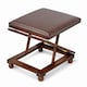 image 3 of Folding Leather Cushion Padded Footstool Foot Rest