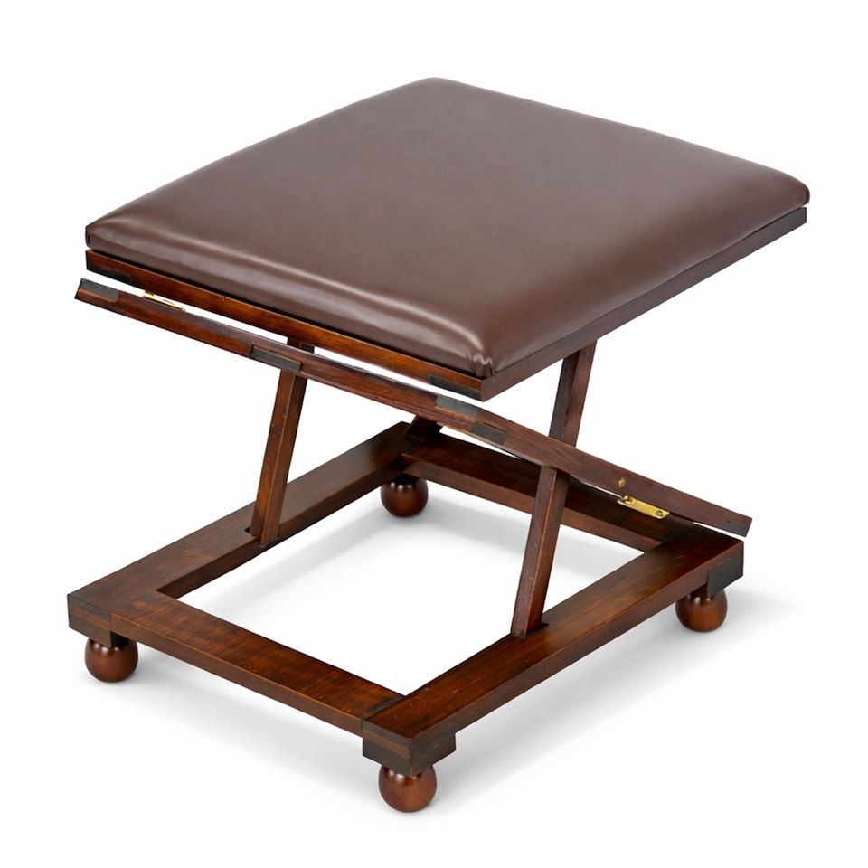 image 1 of Folding Leather Cushion Padded Footstool Foot Rest