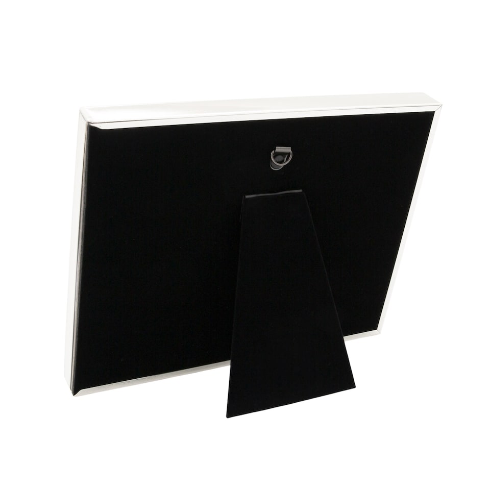 image 1 of Modern Wedding Picture Frame in Silver Plating with Rings and Hearts | Silver | One Size