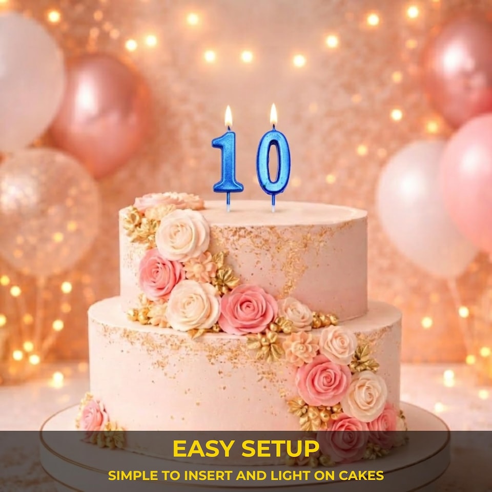 image 1 of Blue 0 Number Candle Birthday Anniversary Party Cake Decorations Topper | Blue