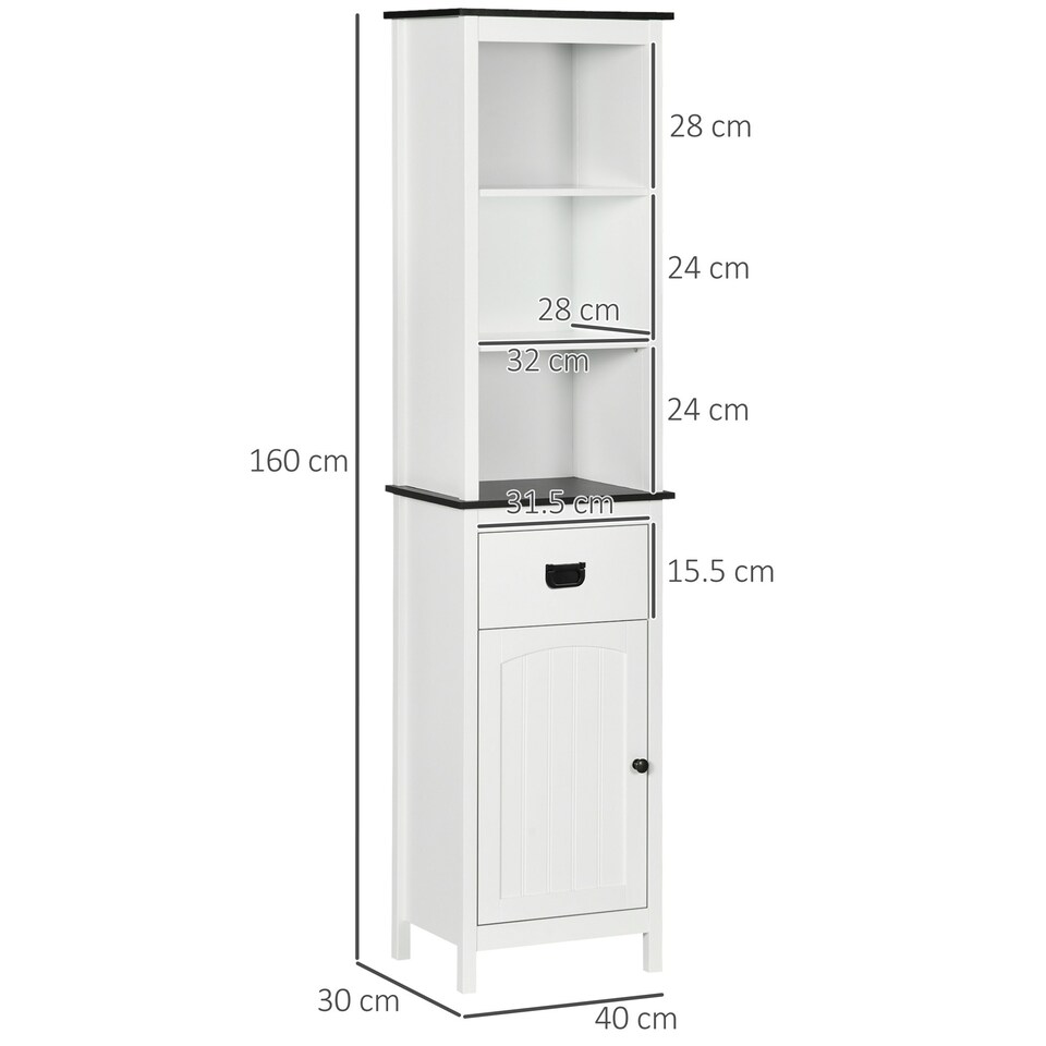 image 1 of kleankin Freestanding Tallboy Storage Unit W/ Drawer Single Door