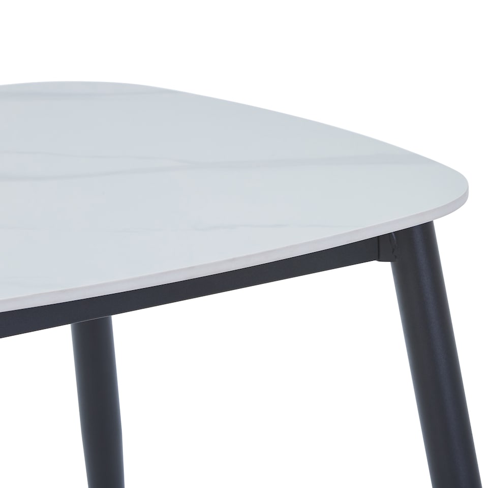 image 1 of Aspen Square Dining Table - Compact Table with Wood-Effect or Sintered Stone Top and Black Tapered Legs | White | White | Small | 1