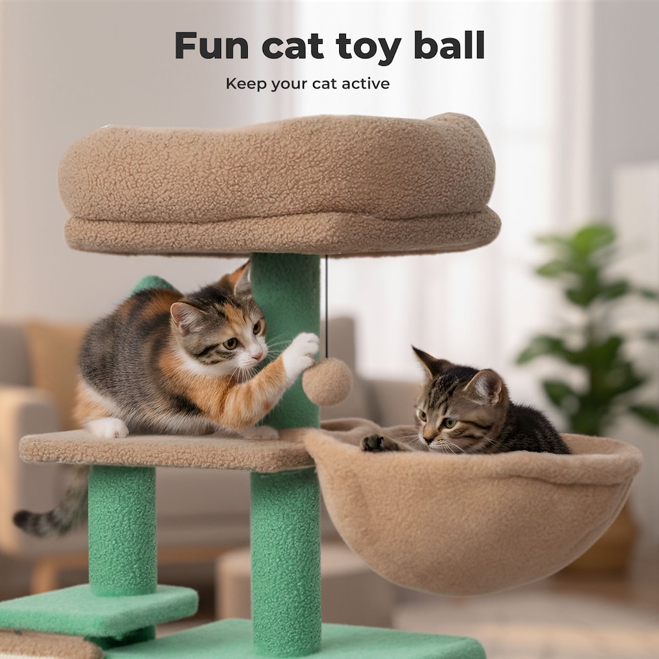 image 1 of Skylos Multi-Level Cat Tree Tower with Condo Hammock Plush Activity Centre
