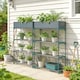 image 8 of Outsunny 4-Tier Plant Stand Indoor Outdoor, Set of 2 Metal Plant Shelf | Green | Dark Green | 90L x 28W x 104H cm