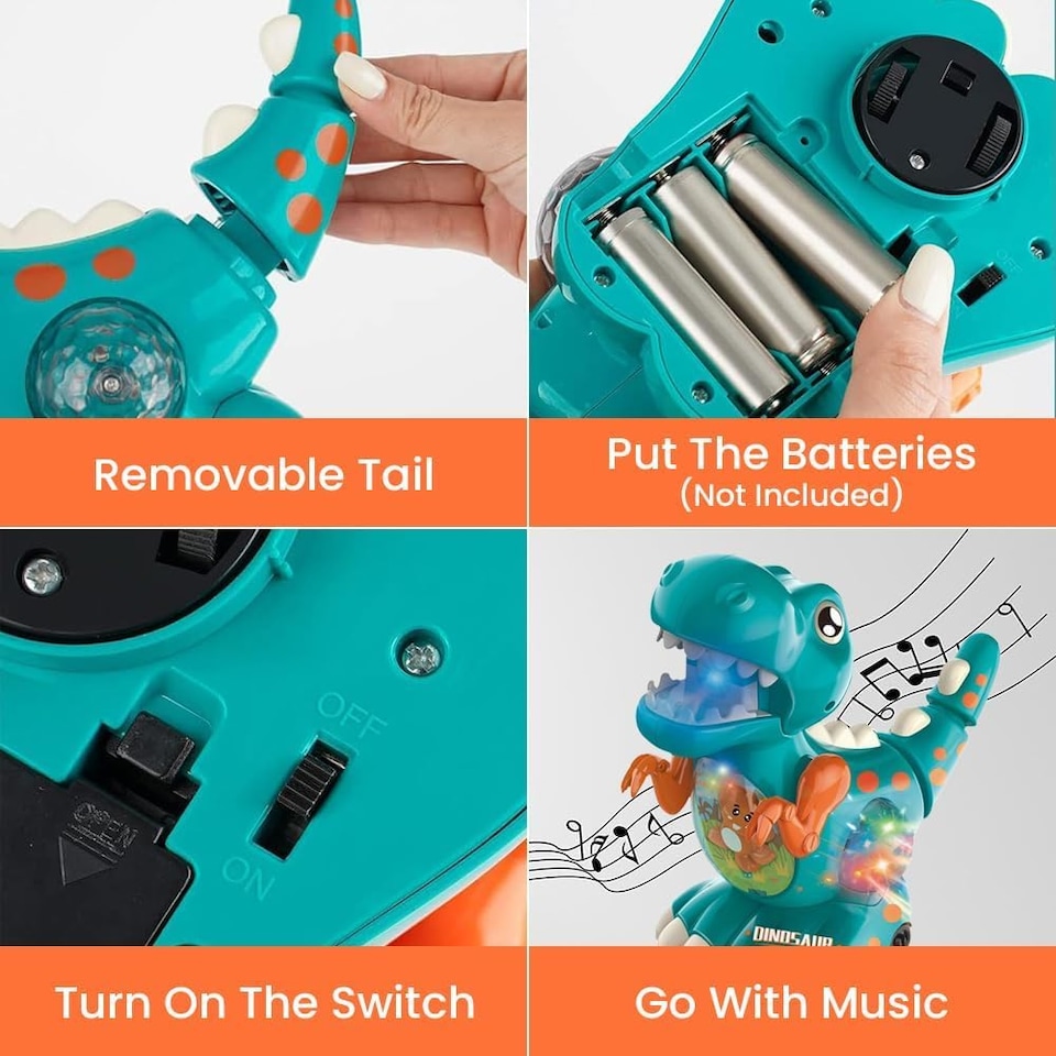 image 1 of Alivio Crawling Walking Dinosaur Baby Toy with Musical Lights for 1 to 2 Years Kids (Blue)