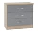 image 1 of Nevada 3 Drawer Chest - L40 x W81 x H70.5 cm - Grey Gloss/Light Oak Effect Veneer