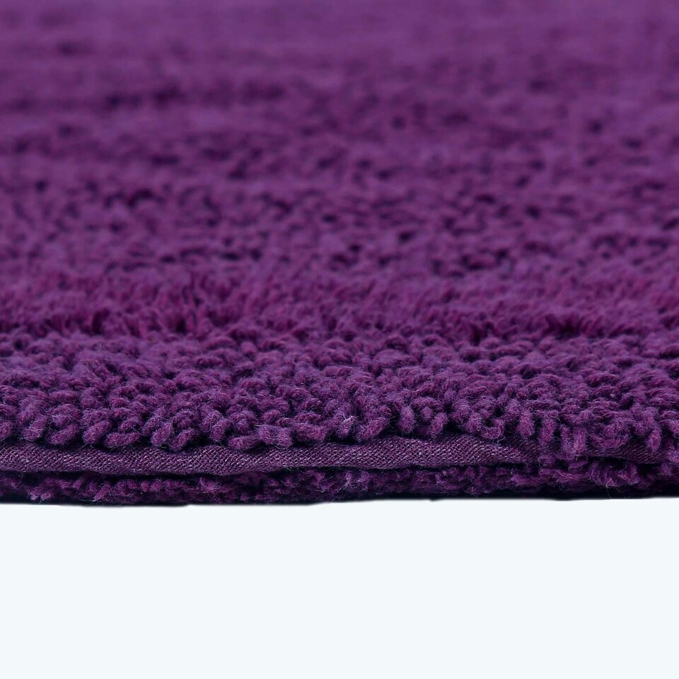 image 1 of Homescapes Luxury Reversible Round Bath Mat - Plum | Purple