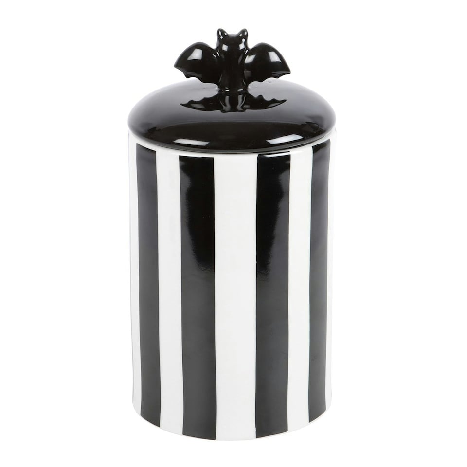 image 1 of Something Different Striped Bat Jar - Black/White - One Size