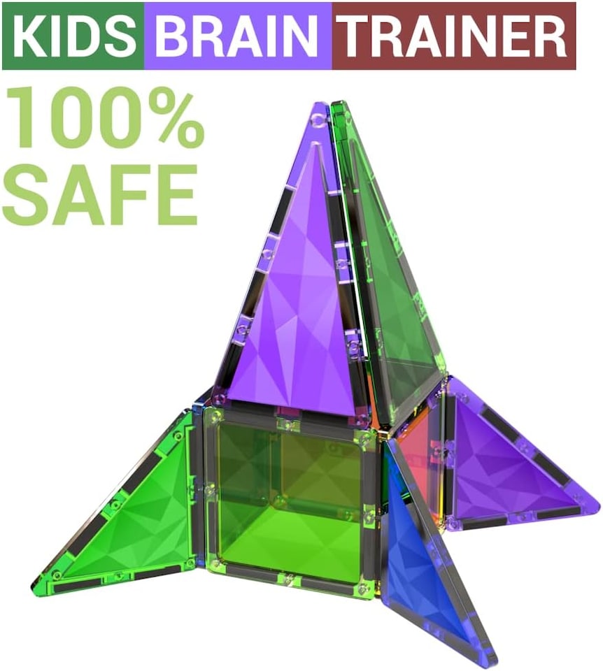 image 1 of Desire Deluxe Magnetic Building Blocks Tiles STEM Toy Set – Kids Learning Educational Construction Toys for Boys Girls Present Age 3 4 5 6 7 Year Old - Gift (42pc)