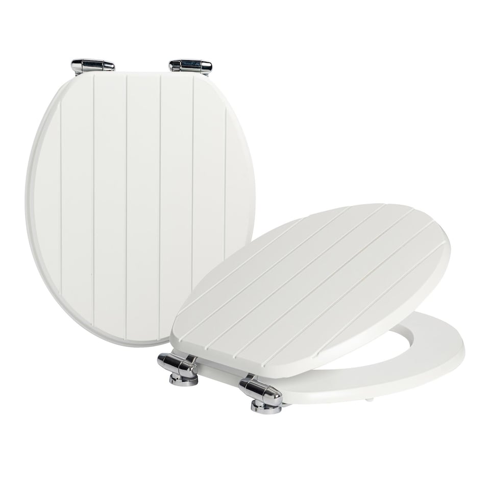 image 1 of Harbour Housewares Wooden Soft Close Toilet Seats - White - Pack of 2 | White | White