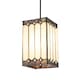 image 1 of Square Lantern Opal White Stained Glass Tiffany Pendant Shade with Clear Beads | White