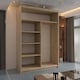 image 3 of Modern Sliding Wardrobe 120cm with Wavy Mirror Design | White, Black, Grey, Oak Finish Brown | Oak120cm