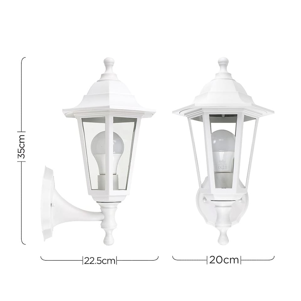 image 1 of ValueLights Traditional Style White Outdoor Security IP44 Rated Wall Light Lantern | White