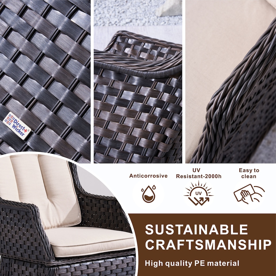 image 1 of Direct Wicker 2-Piece Garden Detachable Aluminium Rattan Chairs, Brown | Brown