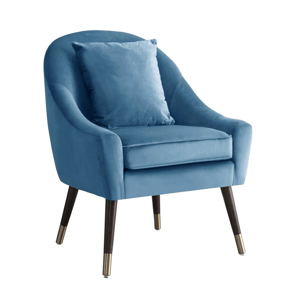 image 1 of Octavia Velvet Fabric Accent Chair - Grey