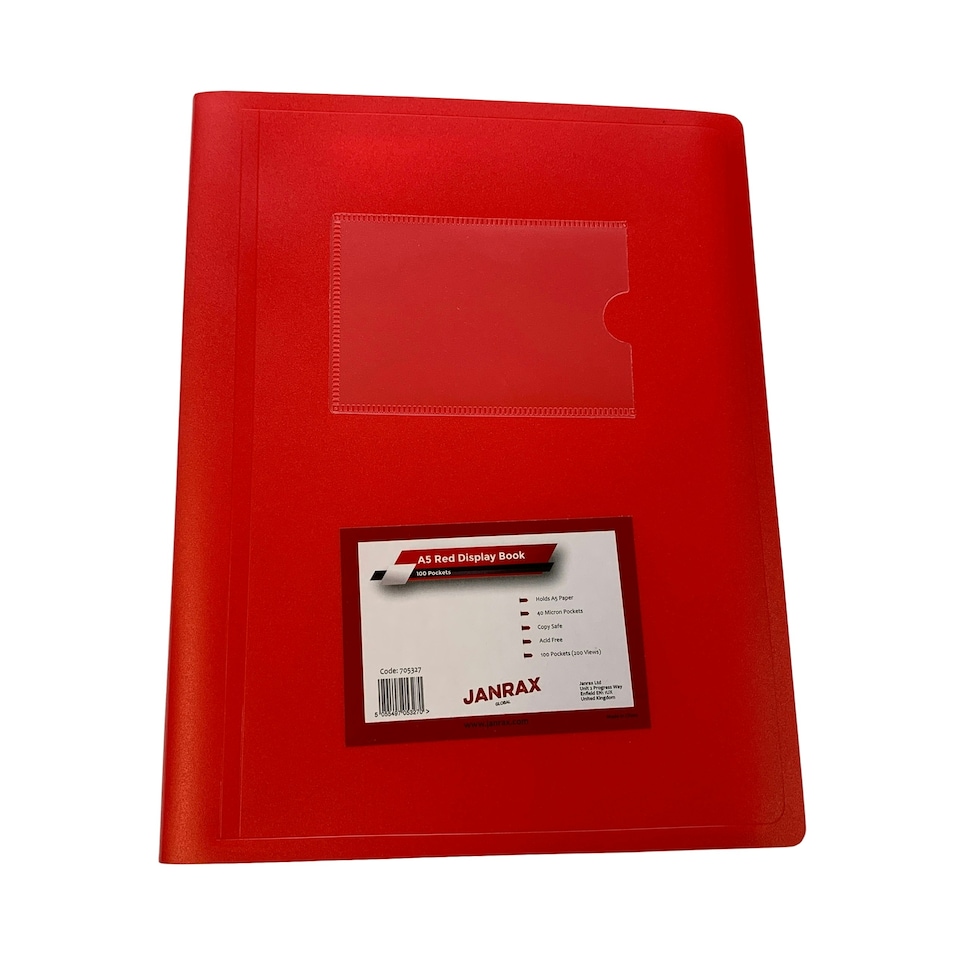 image 1 of A5 Red Flexible Cover 100 Pocket Display Book
