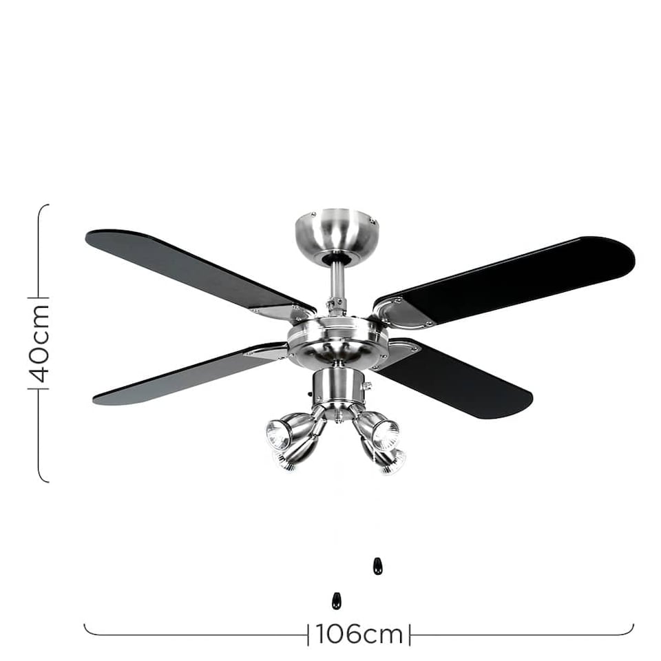 image 1 of ValueLights Scimitar 42 Inch Ceiling Fan with Spotlights