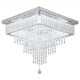 image 1 of Crystal Square Chandelier LED Ceiling Light Silver Cool White 45cm