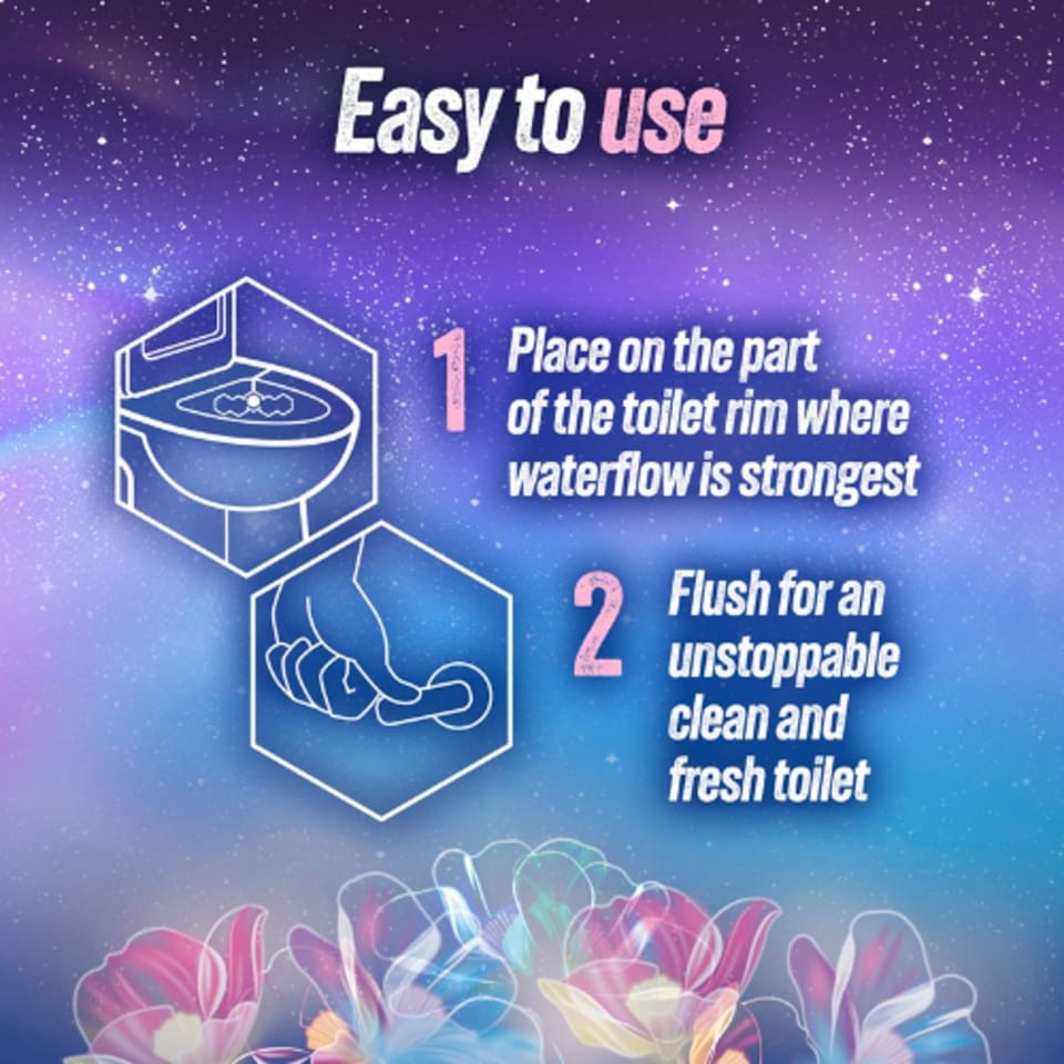 image 1 of Domestos Power 5 Rim Block Aurora Blooms Winter | Purple | 3 - Purple | 3 Pack | 3