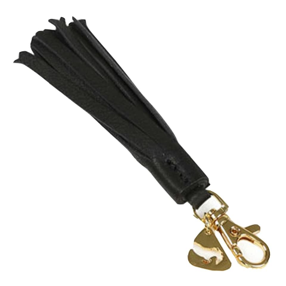 Aubrion Tassel Trim Leather Keyring - Black - One Size