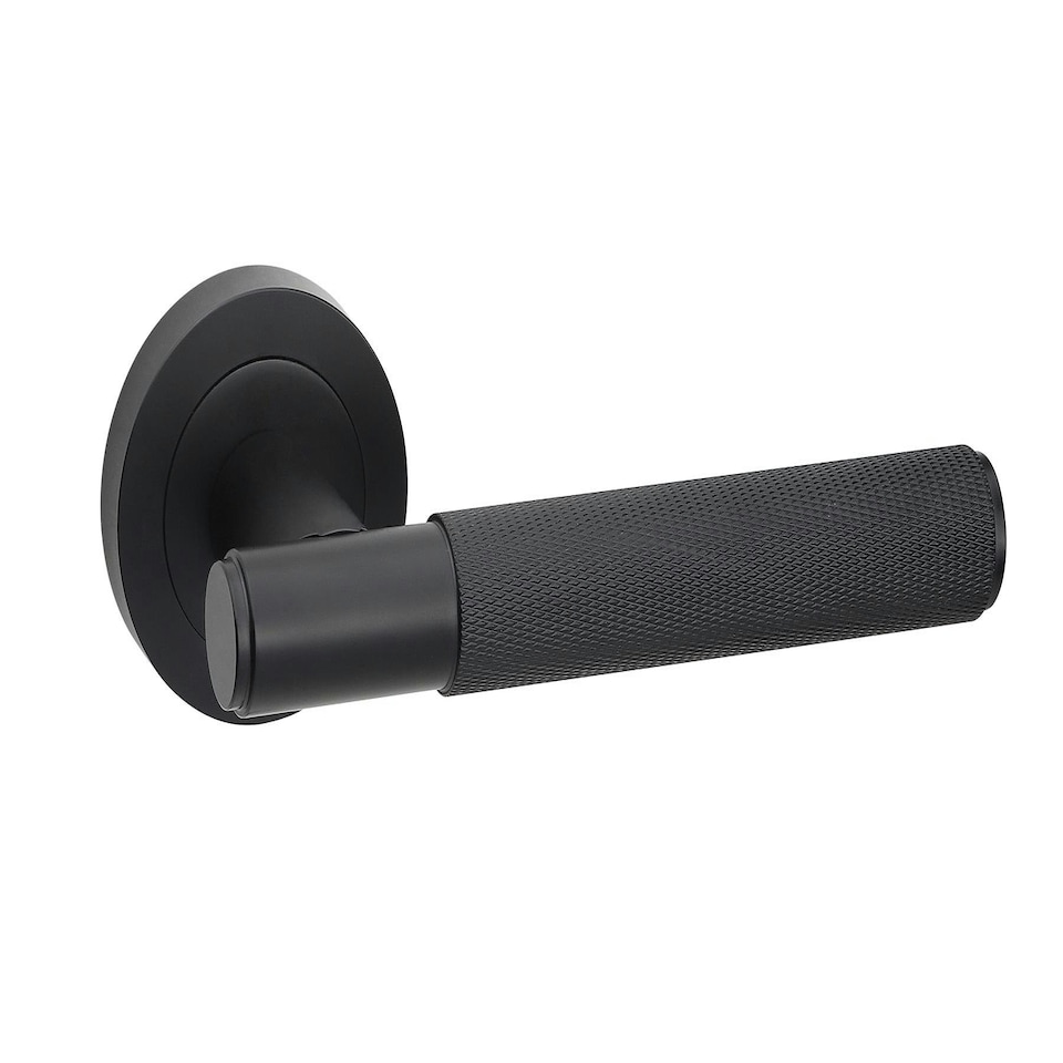 image 1 of Golden Grace 6 Sets Knurled T-Bar Door Handles in Matt Black Finish with Latch and Ball Bearing Hinges Black