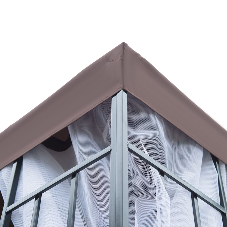 image 1 of Outsunny 3 x 3m Patio Gazebo Canopy Garden Pavilion Tent Shelter with 2 Tier Roof and Mosquito Netting, Steel Frame, Coffee