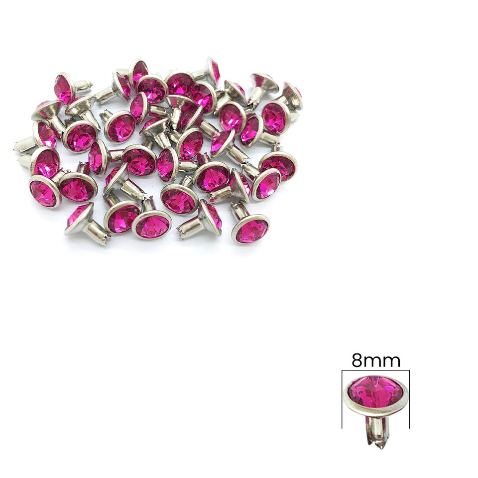 image 1 of 8mm Diamante Acrylic Rhinestone Studs with Pins - Pack of 10