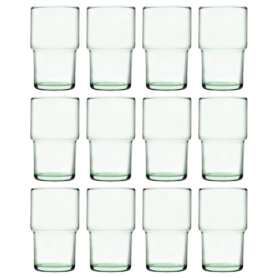 image 1 of Pasabahce Aware Hill Recycled Stacking Highball Glasses - 440ml - Green - Pack of 12 Green