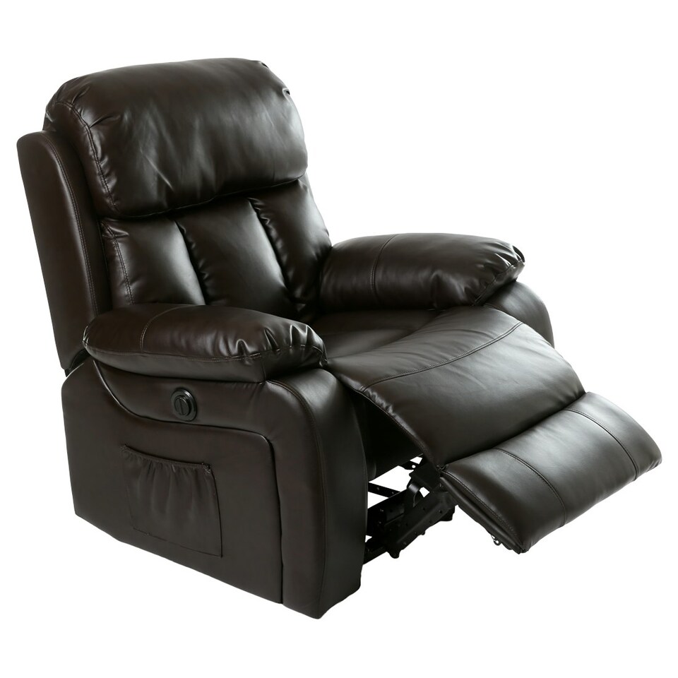 image 1 of Chester Electric Bonded Leather Automatic Recliner Heat & Massage Chair (Brown)