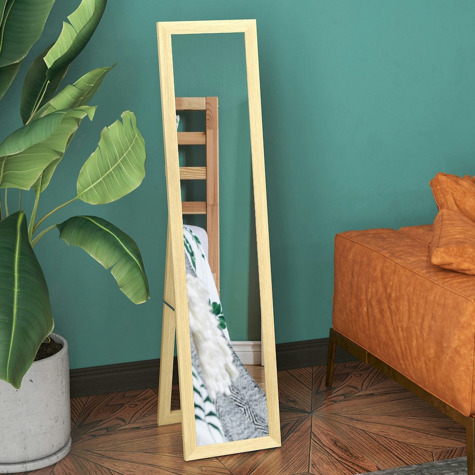image 1 of HOMCOM Full Length Mirror Farmhouse Wall Mirror Hanging Freestanding Natural