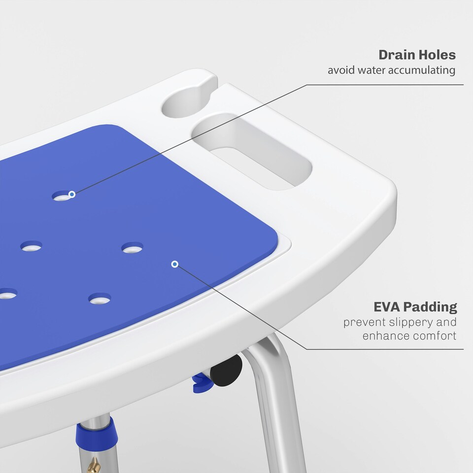 image 1 of HOMCOM Shower Stool for Elderly Disabled Adjustable Shower Stool Blue