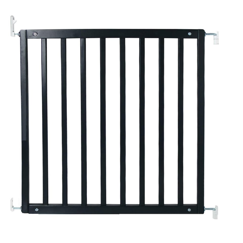 image 1 of Safetots Simply Secure Wooden Gate, 72cm - 79cm, Black, Wooden Stair Gate, Screw Fit Baby Gate, Safety Barrier
