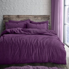 Velosso Plain Teddy Fleece Duvet Cover and Pillowcase Set