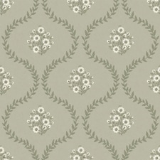 Posy Trellis Wallpaper in Cream on Organic Green | Green | Cream on Organic Green