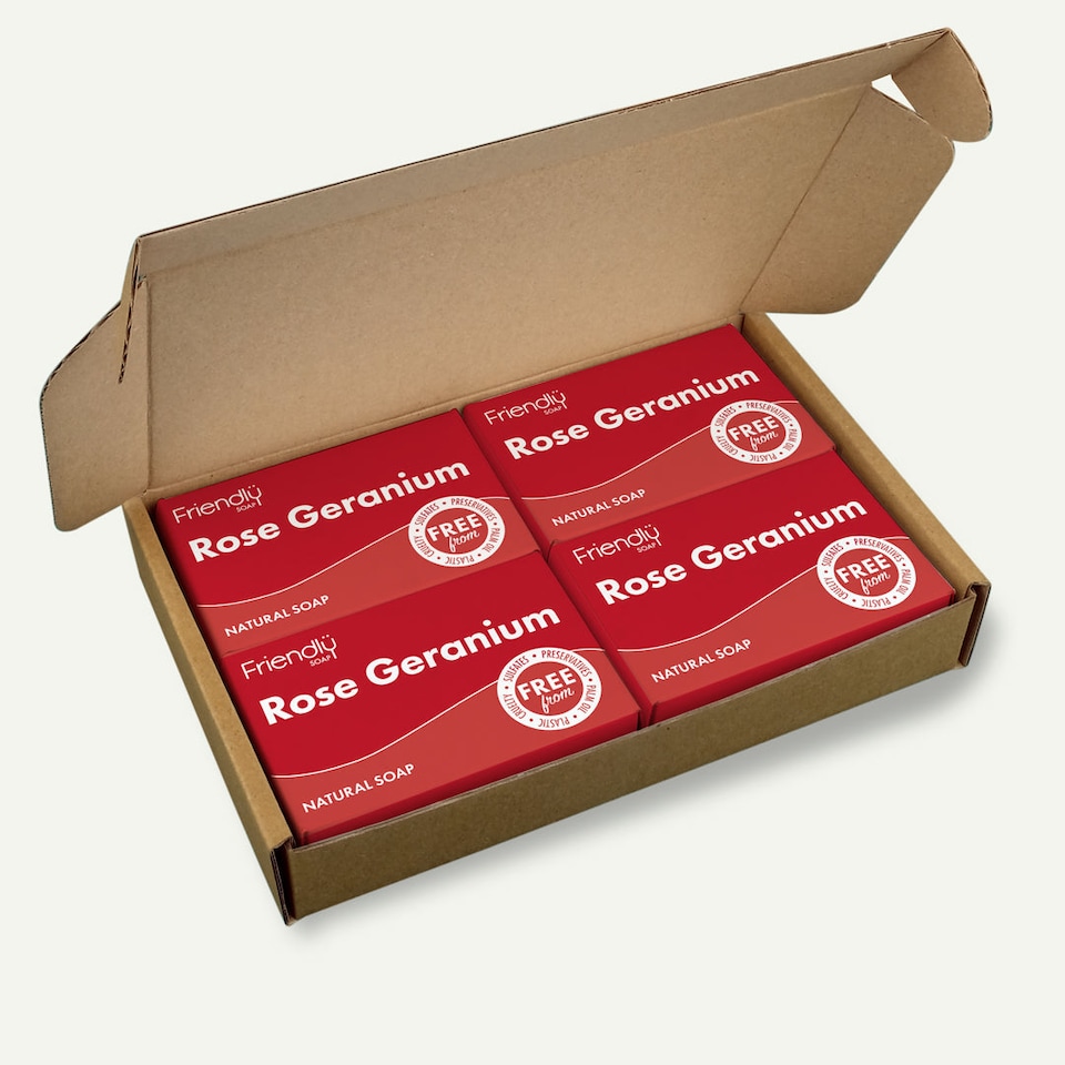 image 1 of 4 x Natural Rose Geranium Soap Bar - 4 Pack | Pink | 1