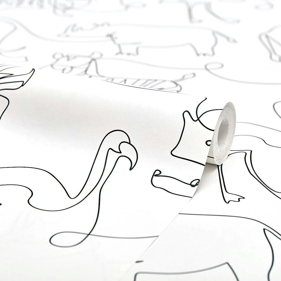 image 1 of Lines At The Zoo Wallpaper in Monochrome Multi
