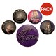 image 1 of Wednesday Slogan Badge Set (Pack of 5) - Black/Purple - One Size