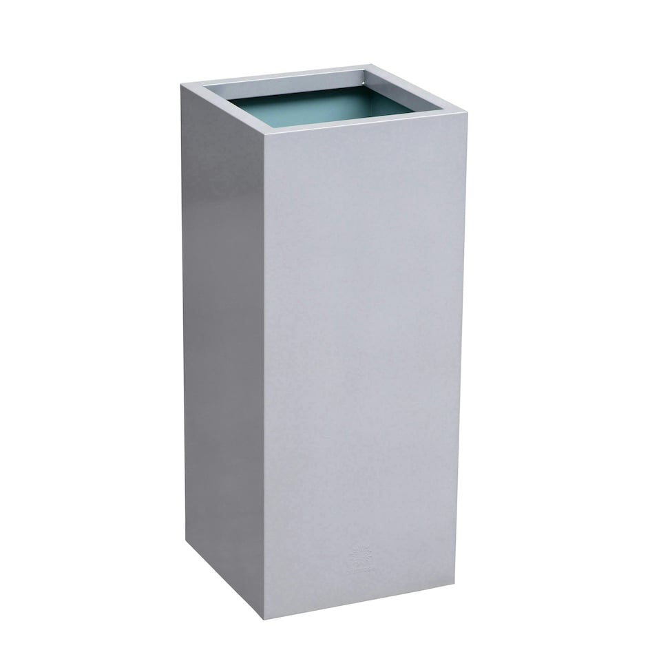 image 1 of Primrose Zinc Galvanised Tall Rectangular Cube Plant Pot Silver 75cm x 32cm
