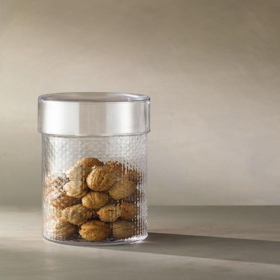 image 1 of LSA Wicker Collection Mouth Blown Glass Container with Lid H24.5cm