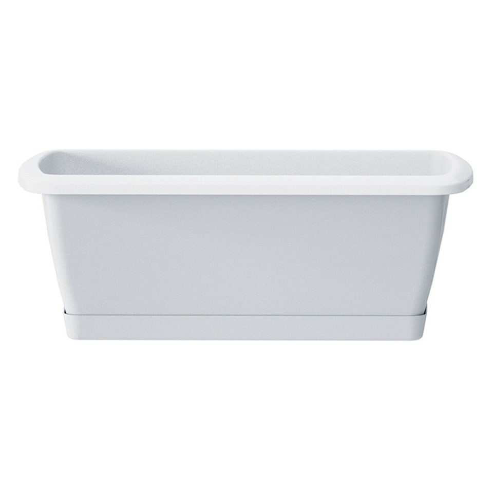 image 1 of Large Respana Set Balcony Plant Box with a Saucer | White | 1