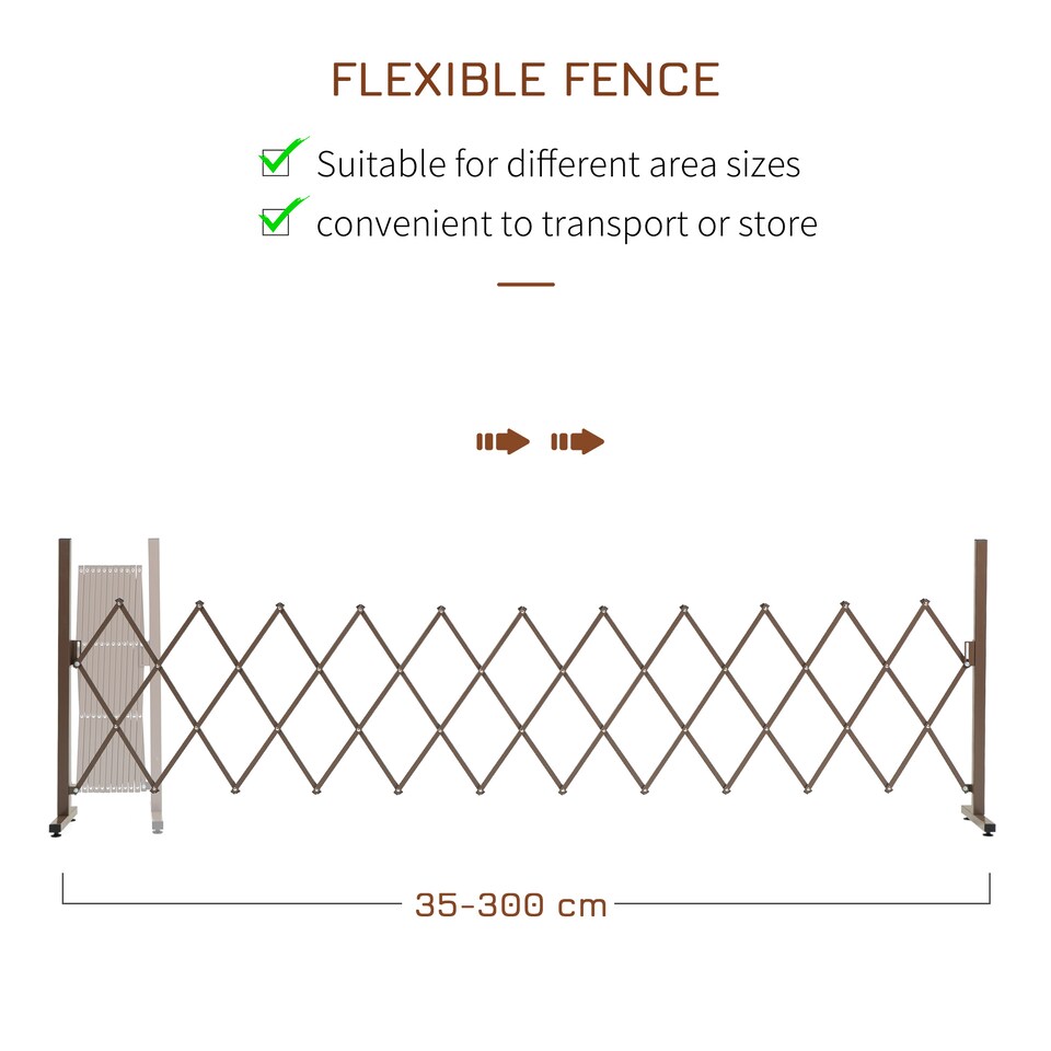 image 1 of Outsunny Aluminum Alloy Movable Fence Foldable Garden Screen Panel, Dark Brown