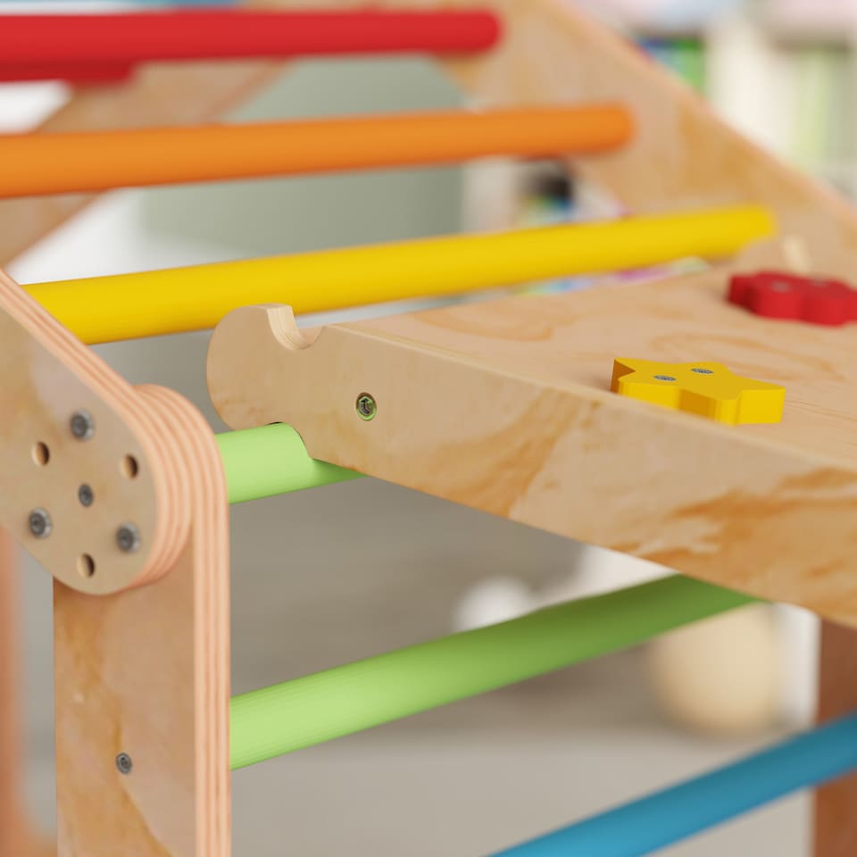 image 1 of AIYAPLAY 9 in 1 Climbing Frame with Ramp, Slide, Arch, Ladder, Blackboard