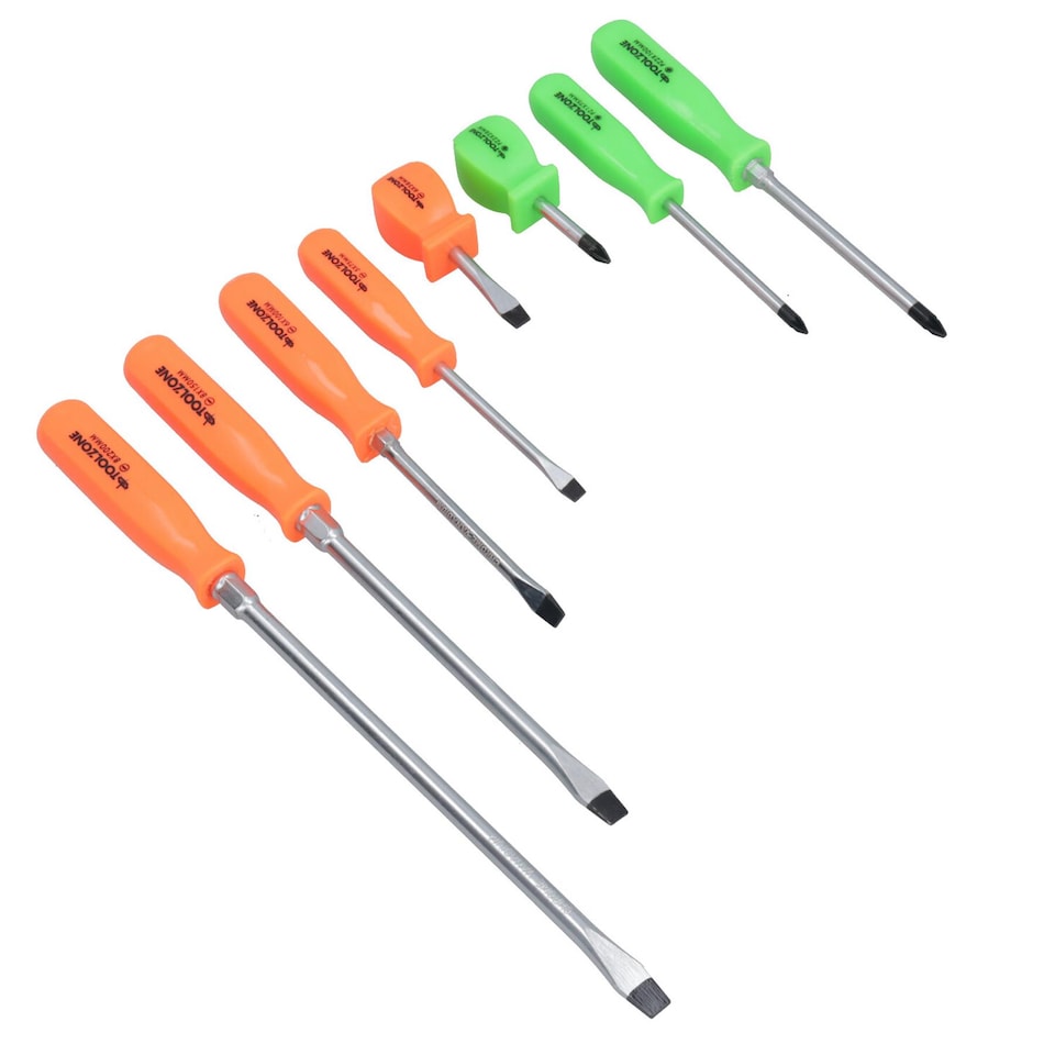 image 1 of Screwdriver set PZ (Pozi) / flat head 8pc mechanics high vis handles TE636
