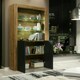 image 6 of Oak Display Cabinet 100cm Matt Finish Free LED Modern Tall Storage Unit Multi | Oak & Black