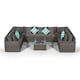 image 8 of Havana 9 Seat Rattan Garden Sofa Set with Ice Bucket Coffee Table | Grey | Grey | Five Plus Seater