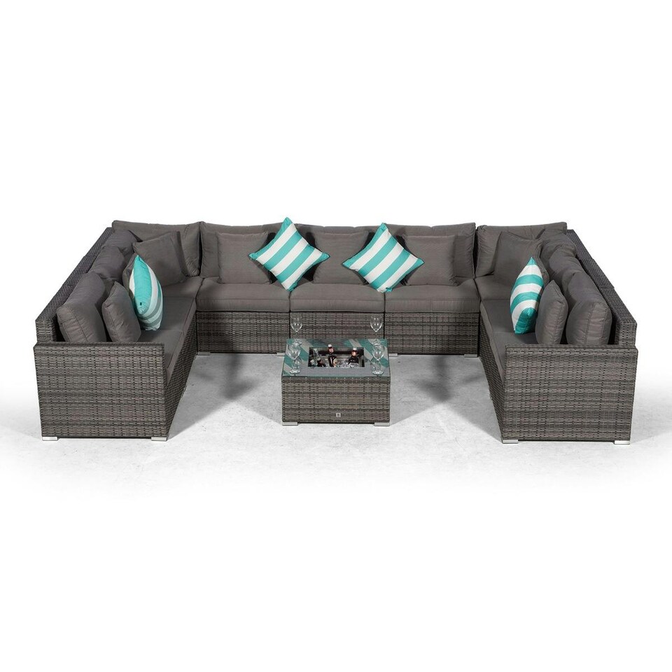 image 1 of Havana 9 Seat Rattan Garden Sofa Set with Ice Bucket Coffee Table | Grey | Grey | Five Plus Seater