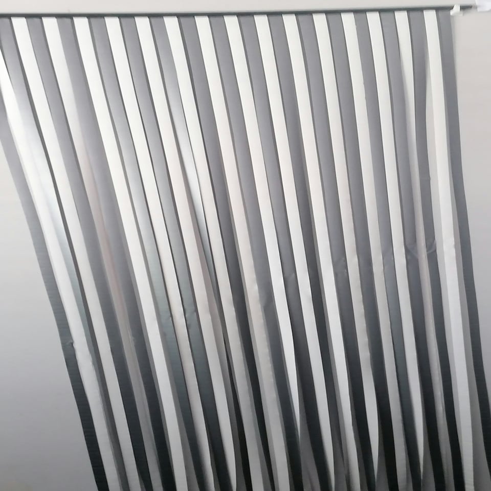 image 1 of Slat type Door Curtain,Bug Blind,Fly Blind,Strip Blind-SILVER & WHITE - 80cm wide x 200cm drop Silver | White