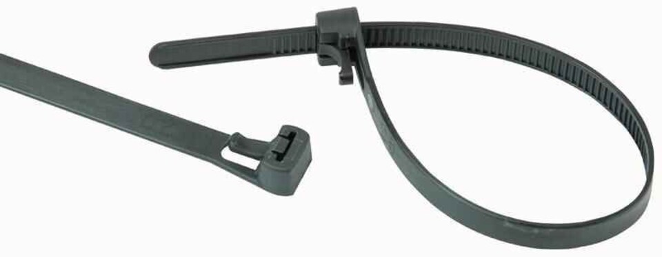 PRO POWER - Reusable Cable Ties 200mm x 8.00mm Black 100 Pack