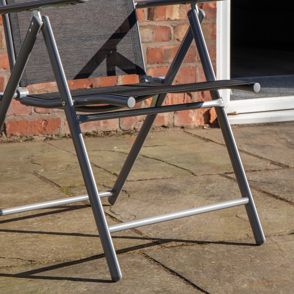 image 1 of Outdoor Garden Patio Multi Position Reclining Folding Chair in Black and Silver | Grey | Grey