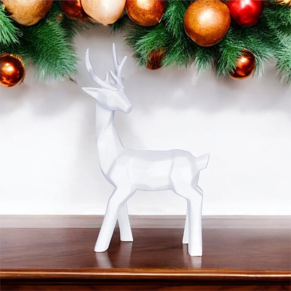 image 1 of St Helens Polyresin White Glitter Dear